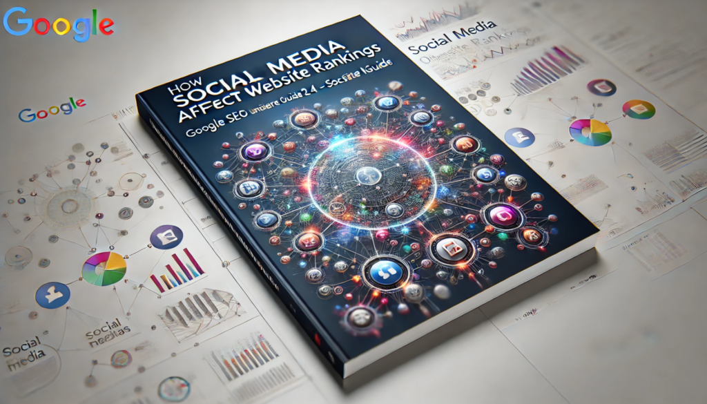 symbols of social media icons and digital networks to reflect the theme of social media's impact on SEO