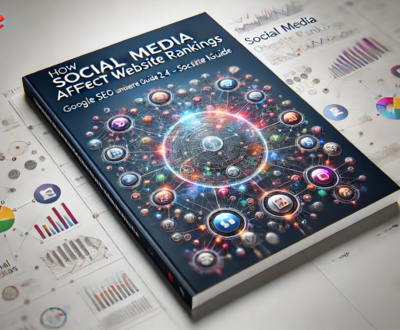 symbols of social media icons and digital networks to reflect the theme of social media's impact on SEO